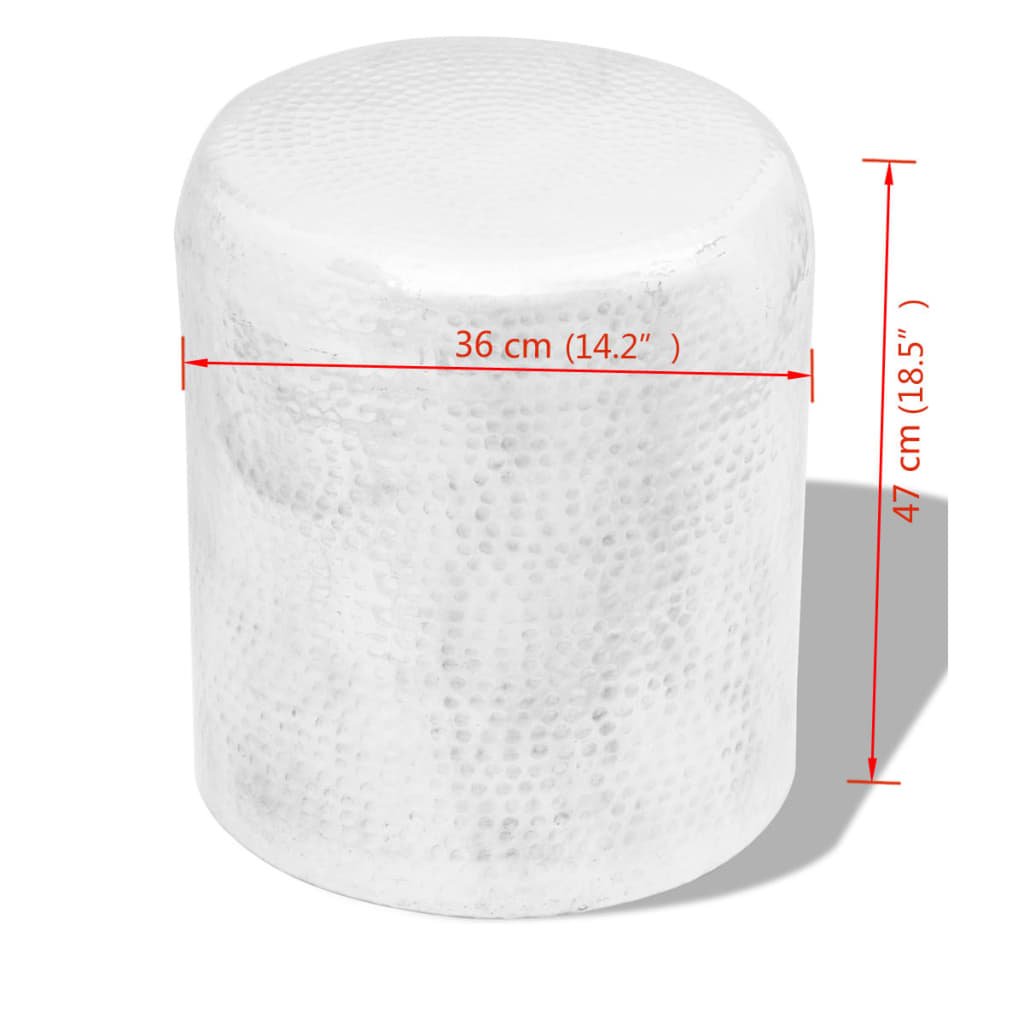 Table basse/tabouret martelé en aluminium Argenté - XIOS