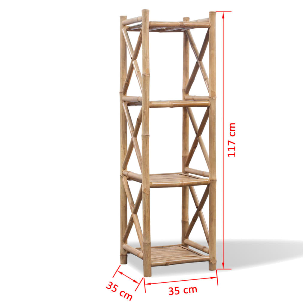 Étagère à 4 niveaux carré bambou