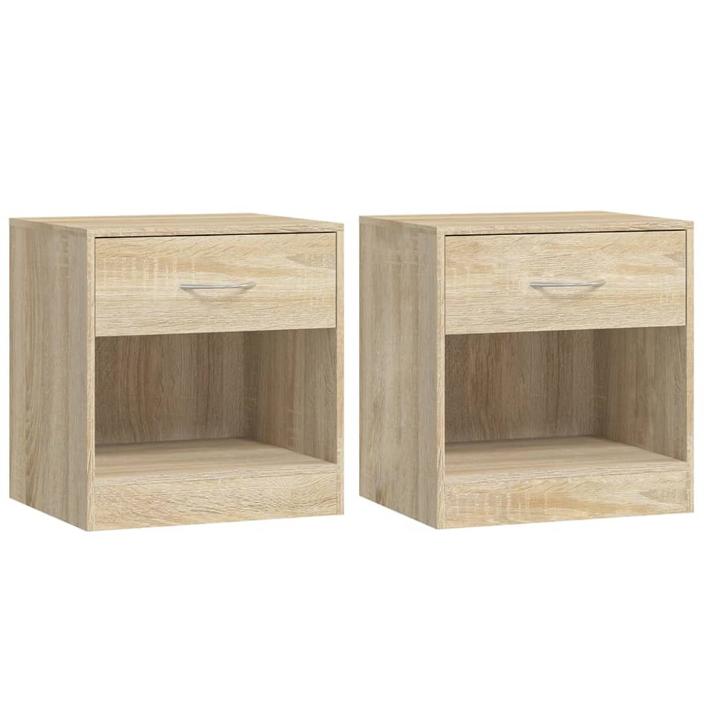 Table de chevet 2 pcs avec tiroir Couleur de chêne - XIOS