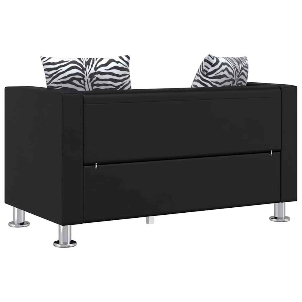 Jeu de canapé à 2 places et à 3 places Cuir synthétique Noir - XIOS