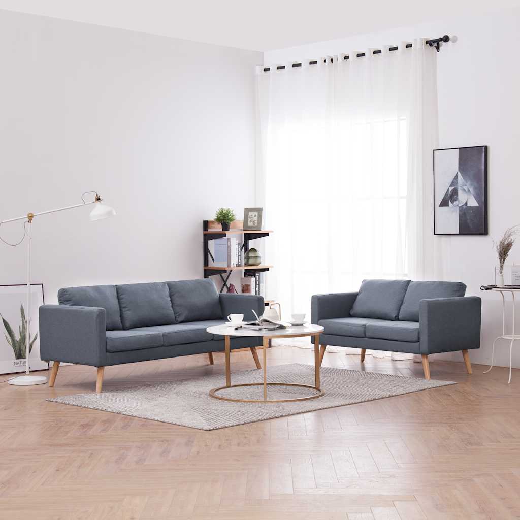 Ensemble de canapés à 2 places et à 3 places Tissu Gris foncé - XIOS