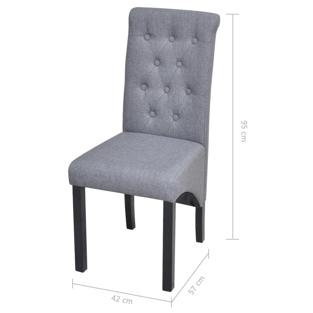 Chaises à manger lot de 4 gris clair tissu - XIOS