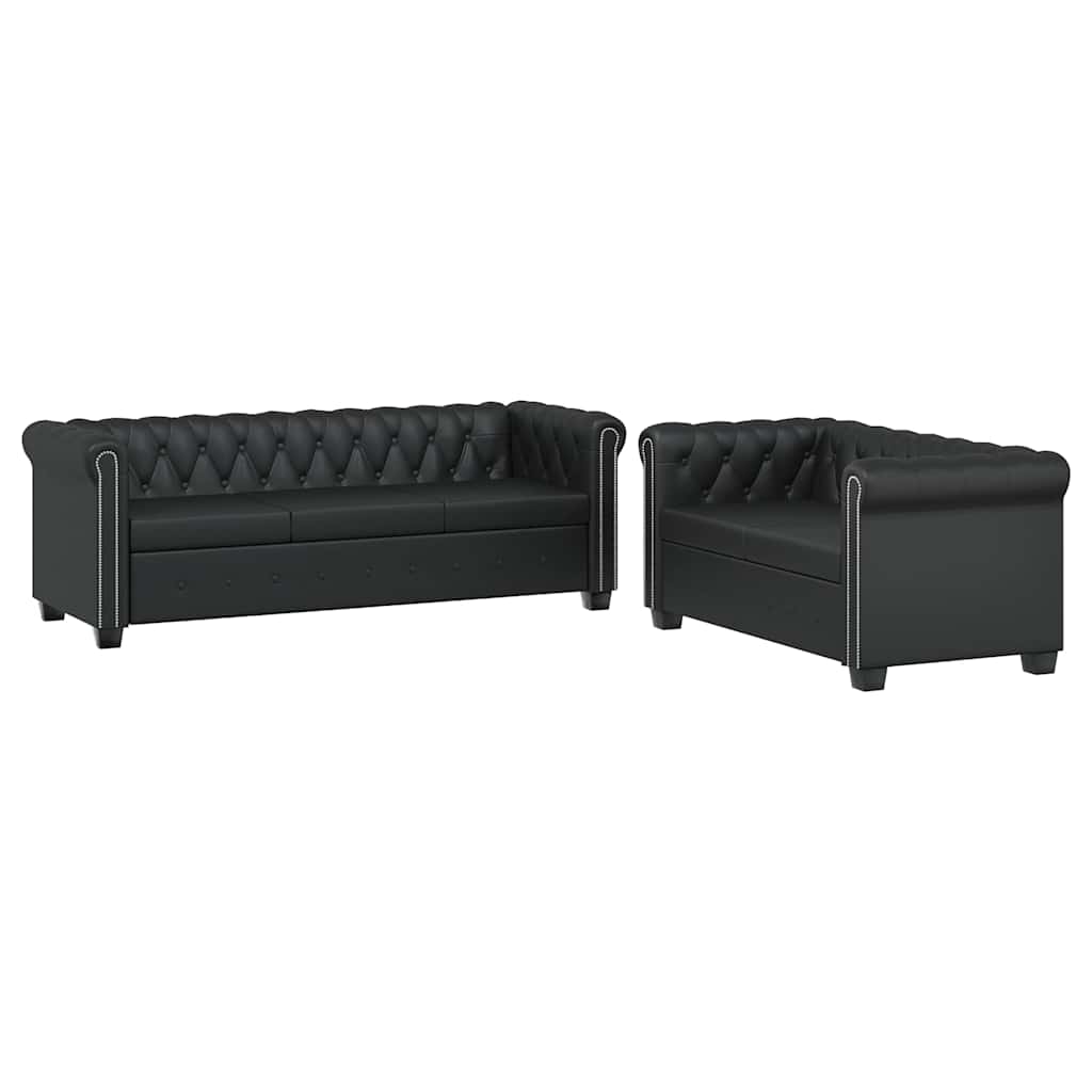 Canapé Chesterfield à 2 places et à 3 places noir - XIOS