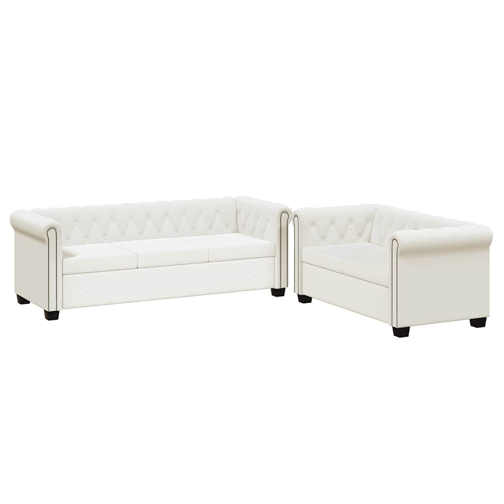 Canapé Chesterfield à 2 places et à 3 places blanc - XIOS