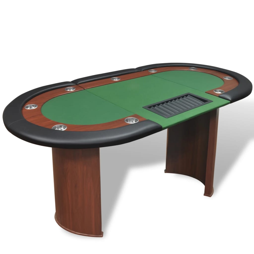 Table de poker pour 10 joueurs avec espace de croupier Vert - XIOS