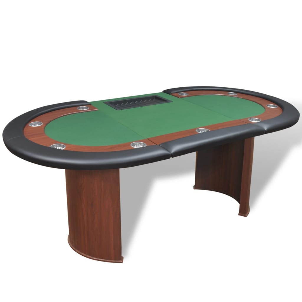 Table de poker pour 10 joueurs avec espace de croupier Vert - XIOS