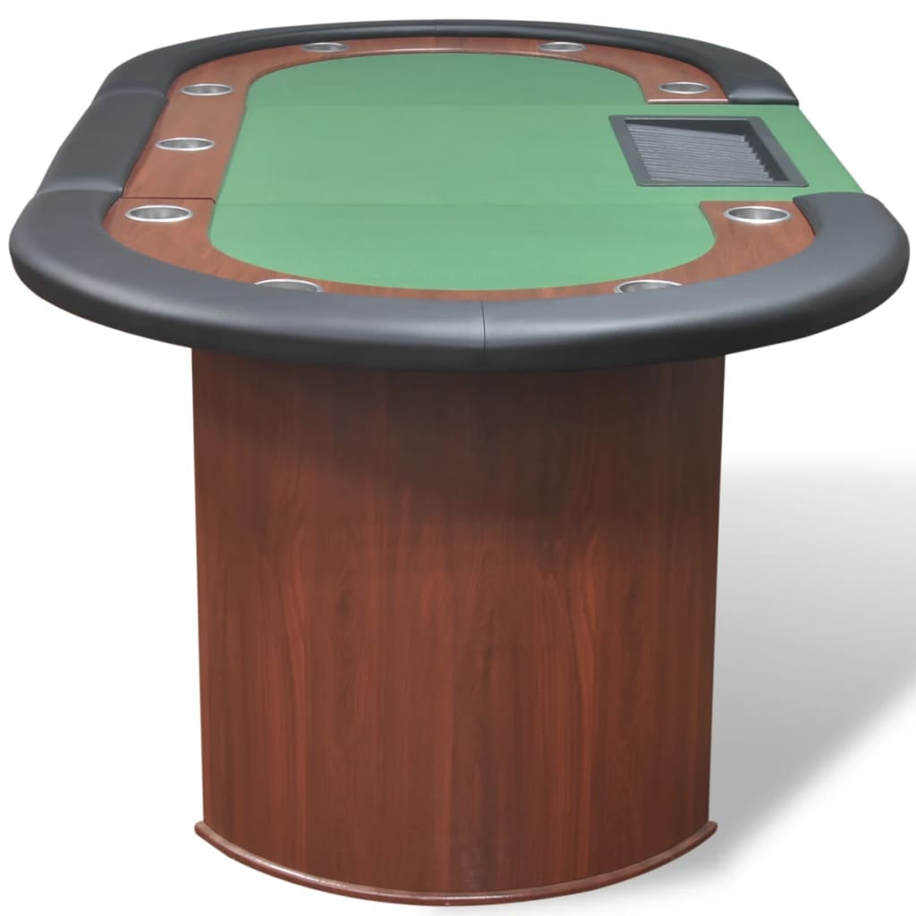 Table de poker pour 10 joueurs avec espace de croupier Vert - XIOS