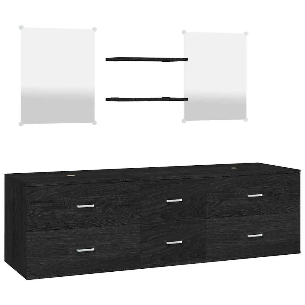 Ensemble de meubles salle de bain 5 pcs noir bois d’ingénierie - XIOS