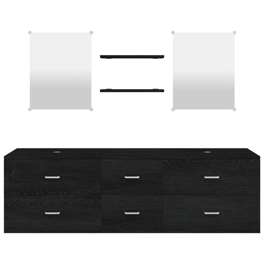 Ensemble de meubles salle de bain 5 pcs noir bois d'ingénierie