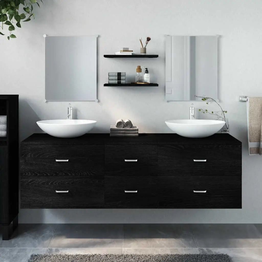 Ensemble de meubles salle de bain 5 pcs noir bois d’ingénierie - XIOS