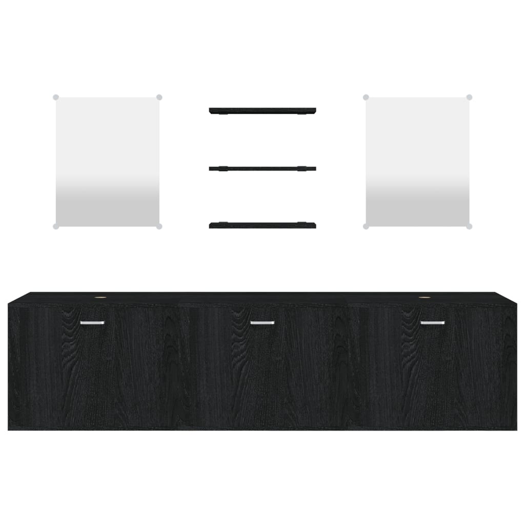 Ensemble de meubles salle de bain 6 pcs noir bois d'ingénierie