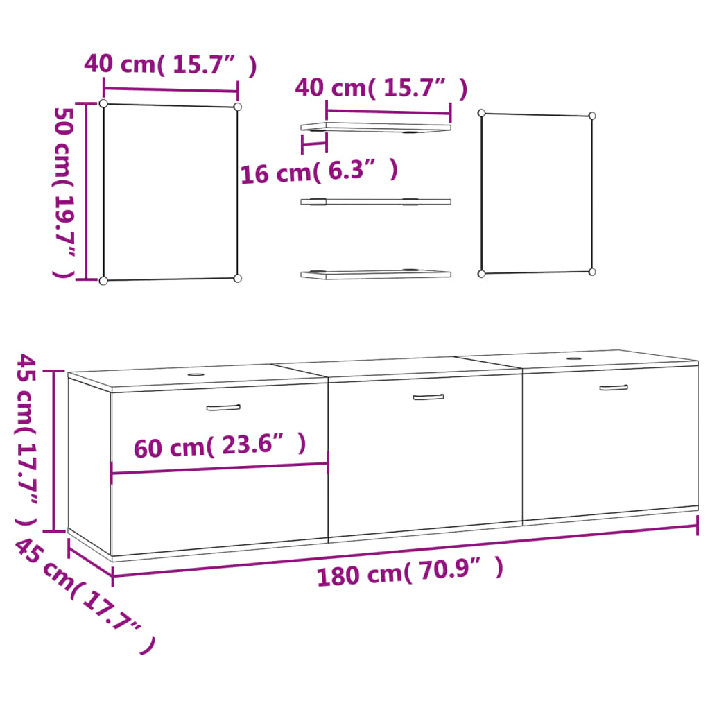 Ensemble de meubles salle de bain 6 pcs chêne bois d'ingénierie