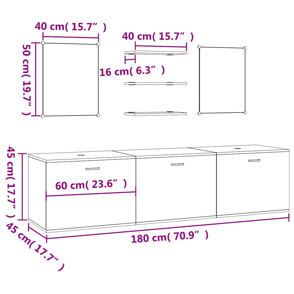 Ensemble de meubles salle de bain 6 pcs chêne bois d'ingénierie