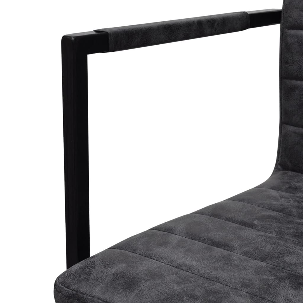 Chaises à manger cantilever lot de 6 noir similicuir - XIOS