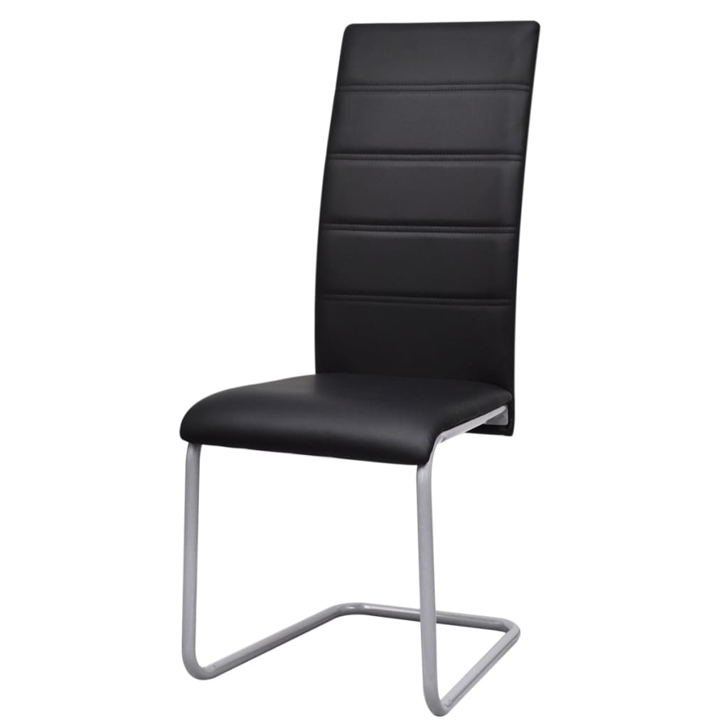 Chaises à manger cantilever lot de 6 noir similicuir - XIOS