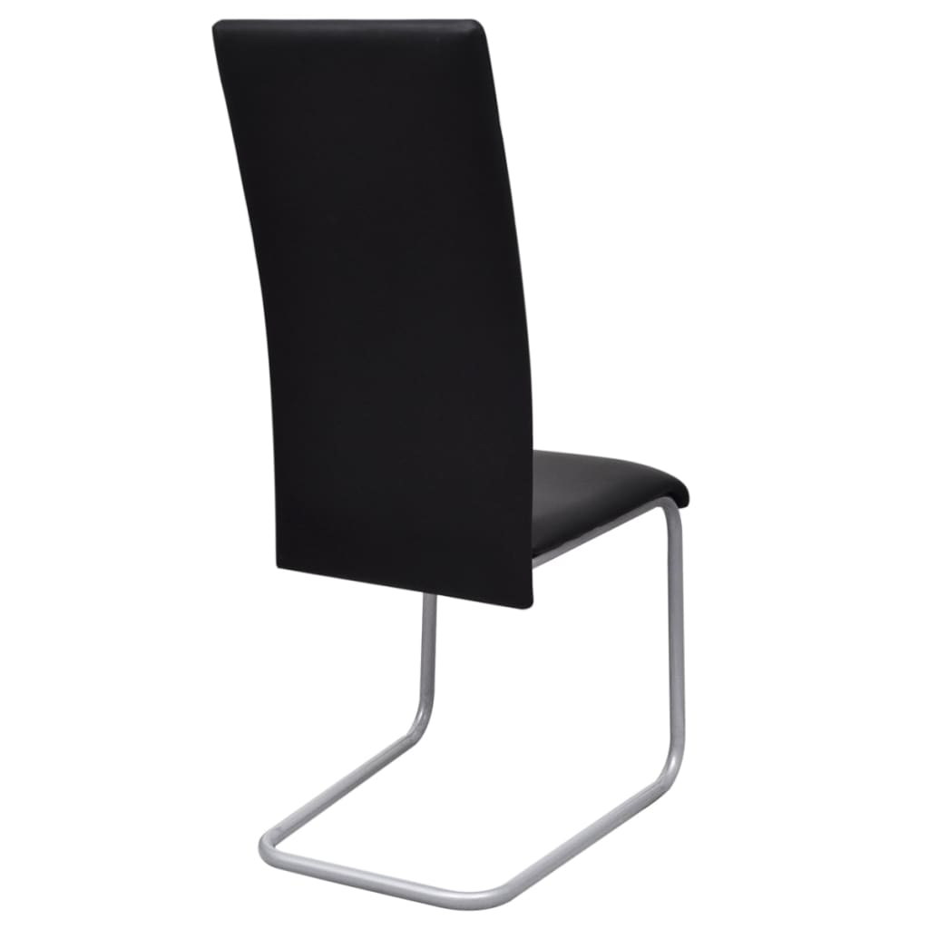 Chaises à manger cantilever lot de 6 noir similicuir - XIOS