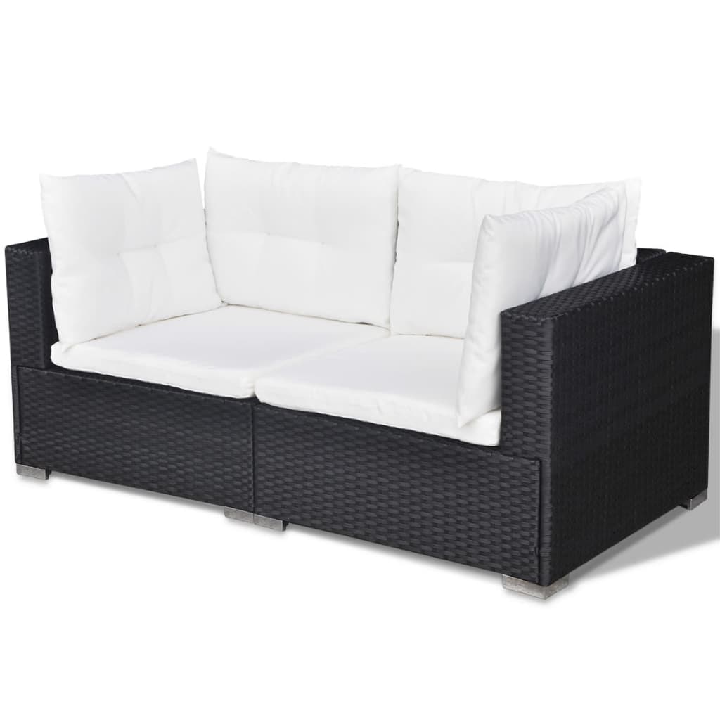 Salon de jardin 5 pcs avec coussins résine tressée noir - XIOS