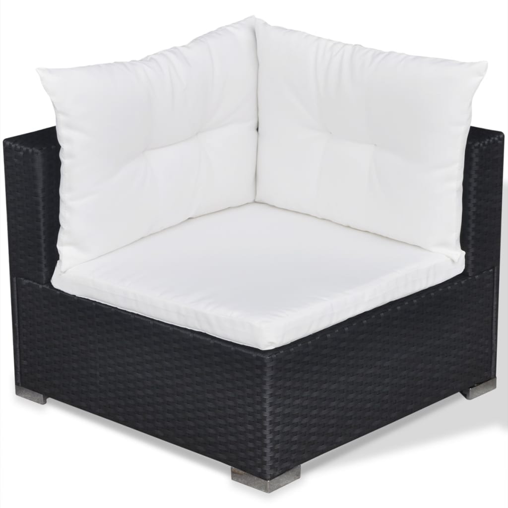 Salon de jardin 5 pcs avec coussins résine tressée noir - XIOS