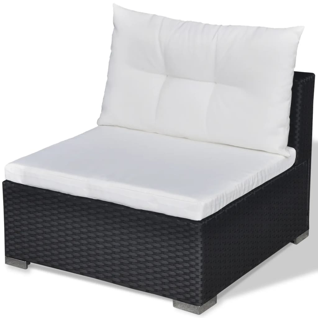 Salon de jardin 5 pcs avec coussins résine tressée noir - XIOS