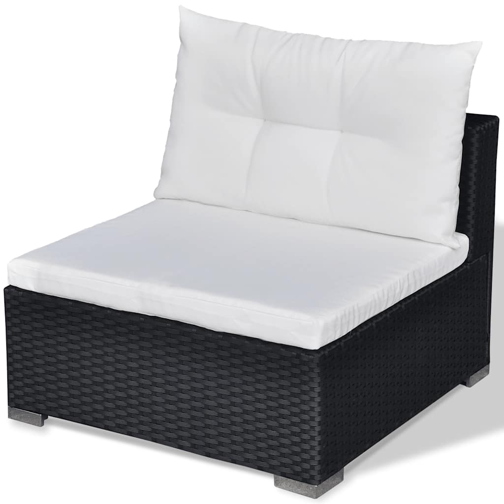 Salon de jardin 6 pcs avec coussins résine tressée noir - XIOS