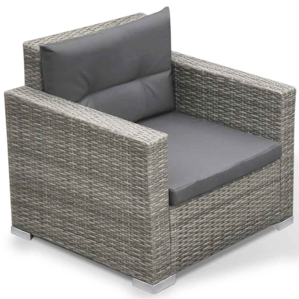 Salon de jardin 6 pcs avec coussins résine tressée gris - XIOS