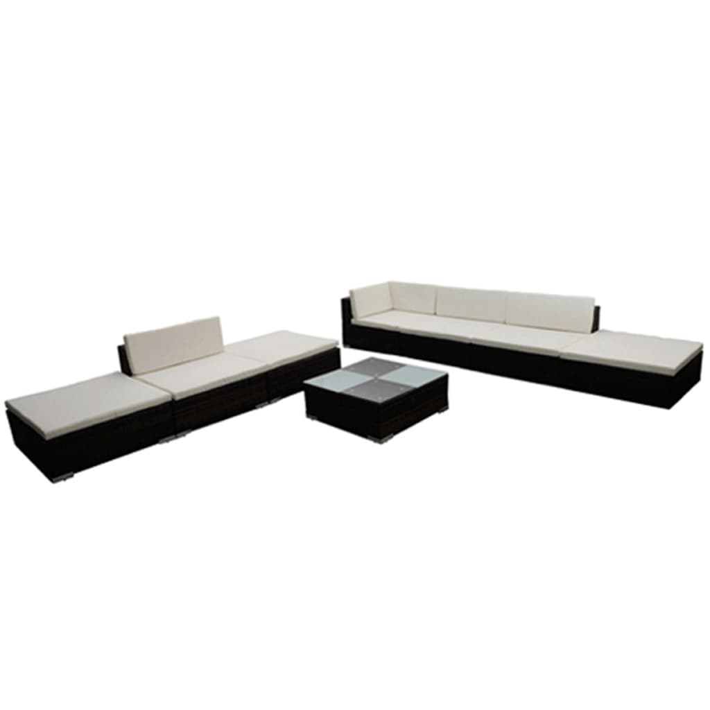 Salon de jardin 8 pcs avec coussins résine tressée marron - XIOS