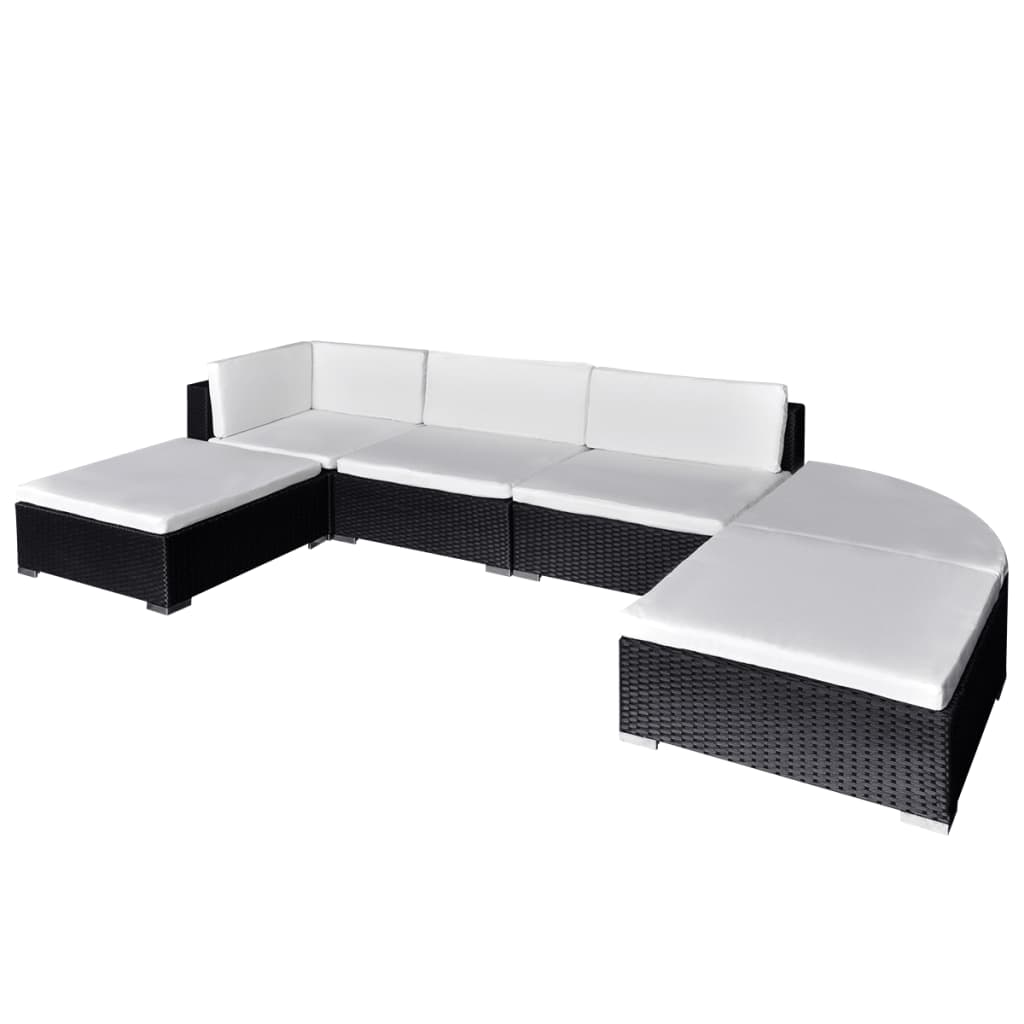 Salon de jardin 6 pcs avec coussins résine tressée noir - XIOS
