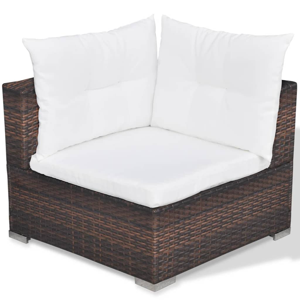 Salon de jardin 5 pcs avec coussins résine tressée marron - XIOS
