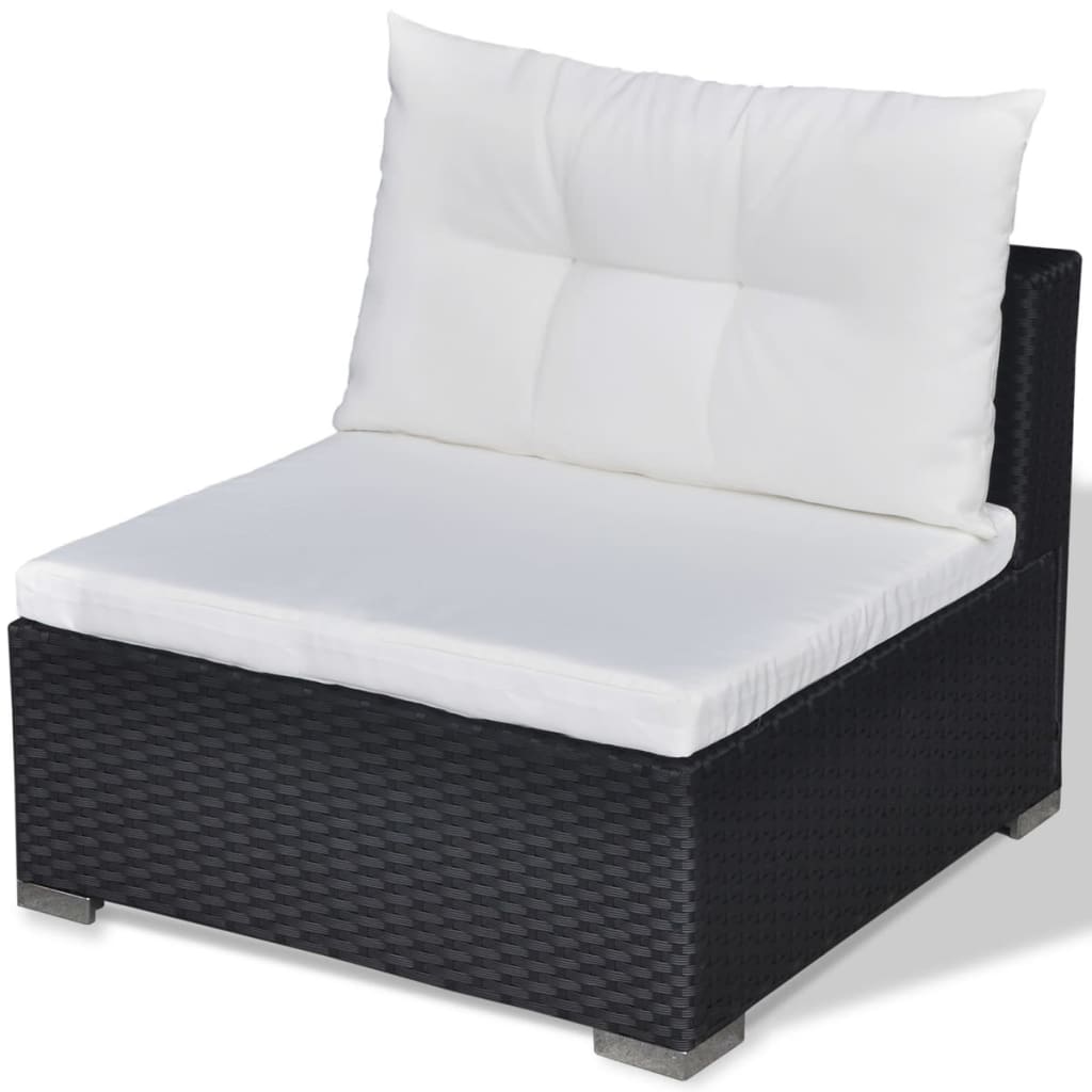 Salon de jardin 5 pcs avec coussins résine tressée noir - XIOS