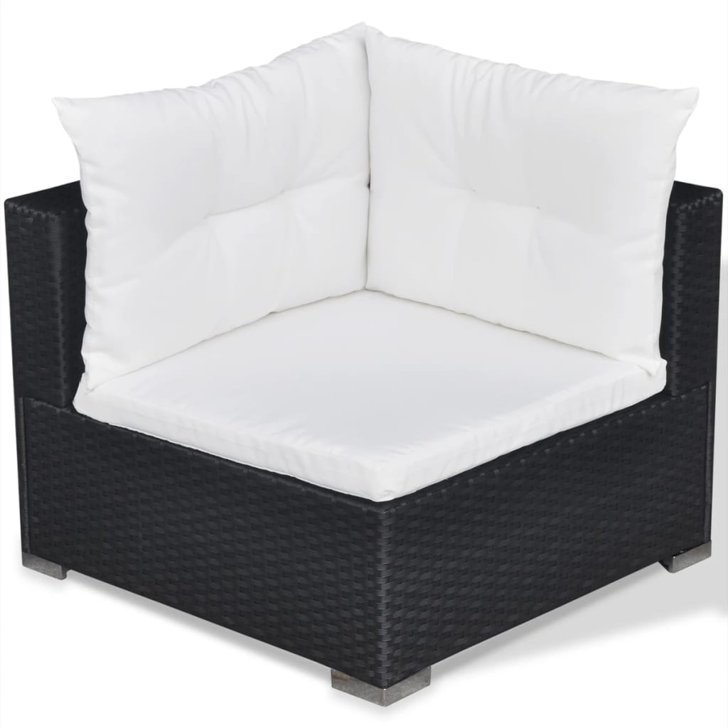 Salon de jardin 6 pcs avec coussins résine tressée noir - XIOS