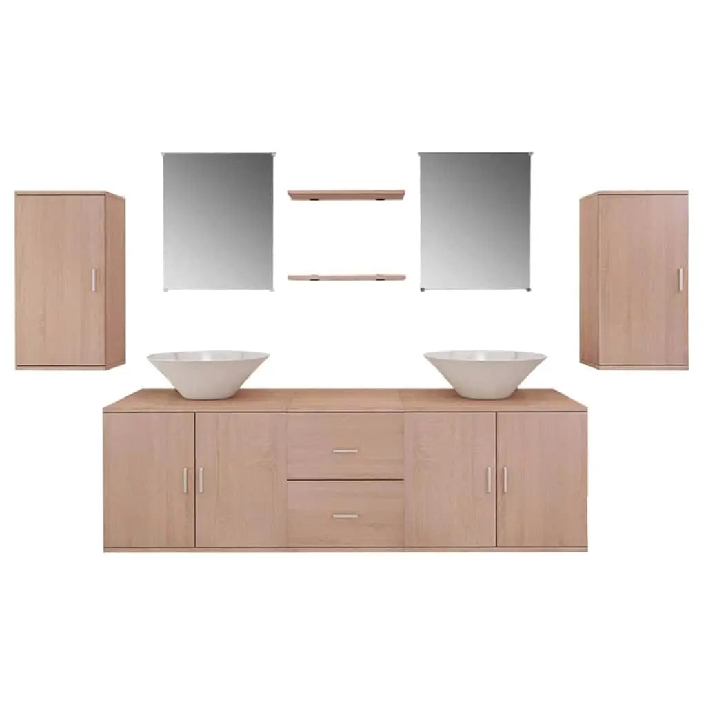 Mobilier de salle de bain avec lavabo 9 pcs Beige - XIOS