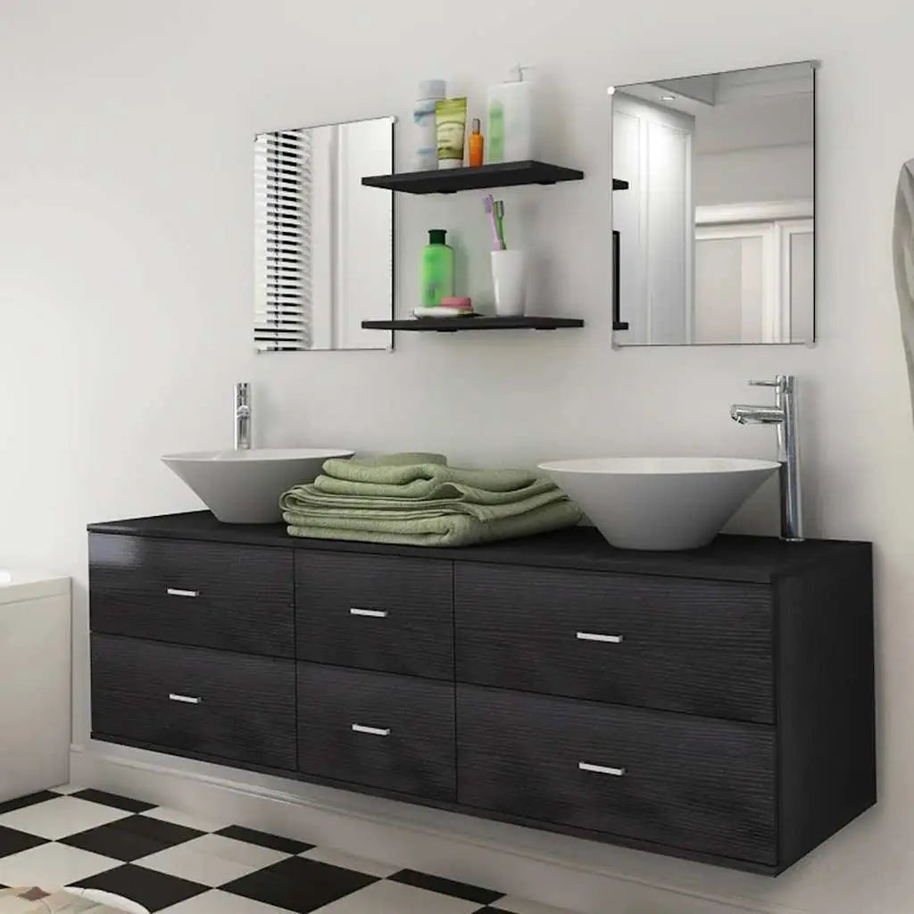Mobilier de salle de bain avec lavabo 7 pcs Noir - XIOS