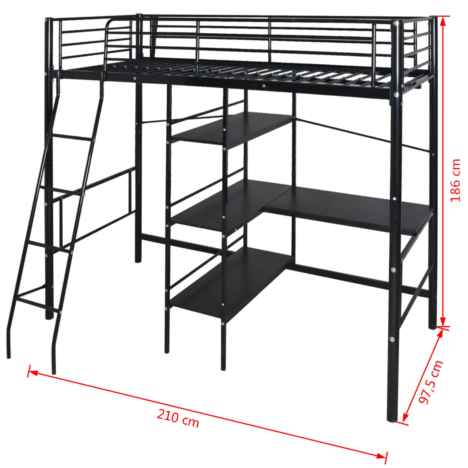 Lit avec matelas Noir 200 x 90 cm Métал - XIOS