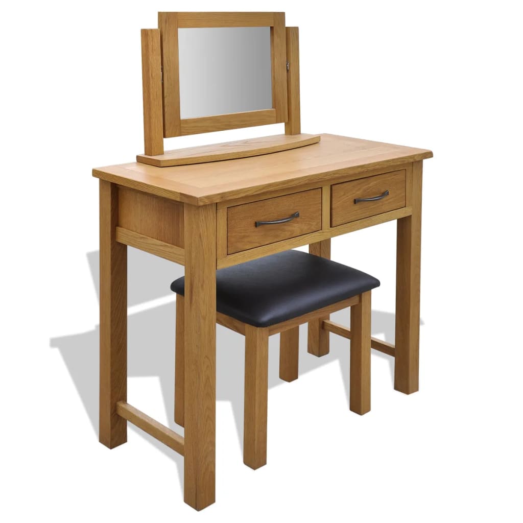 Coiffeuse avec tabouret Bois de chêne massif - XIOS