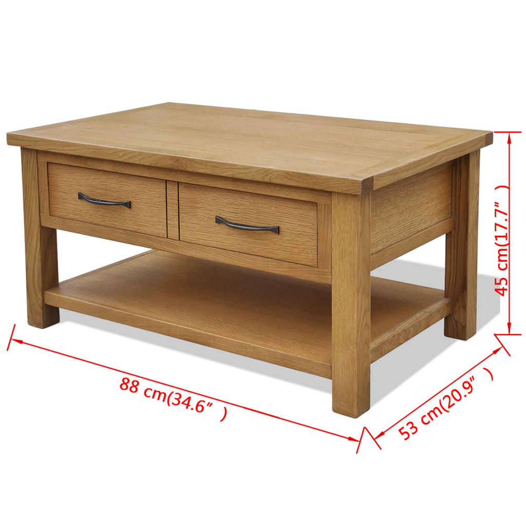 Table basse 88x53x45 cm Bois de chêne massif - XIOS
