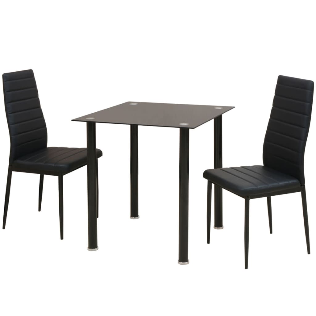 Ensemble de table et chaise de salle à manger 3 pièces noir - XIOS