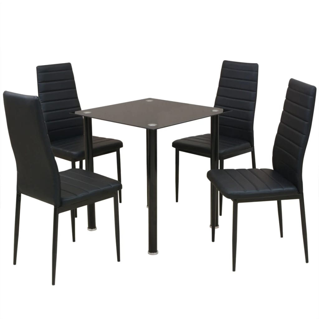 Ensemble table et chaise de salle à manger 5 pièces noir - XIOS