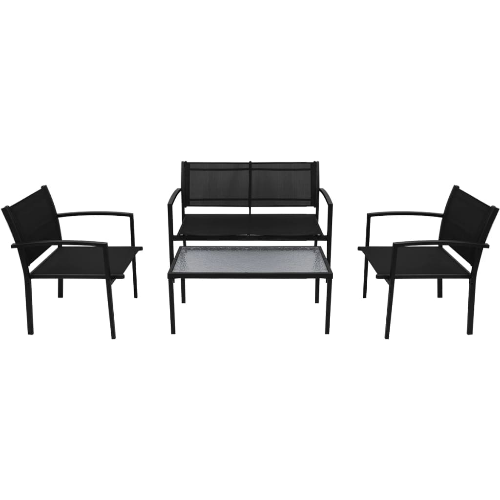 Salon de jardin 4 pcs Textilène Noir - XIOS
