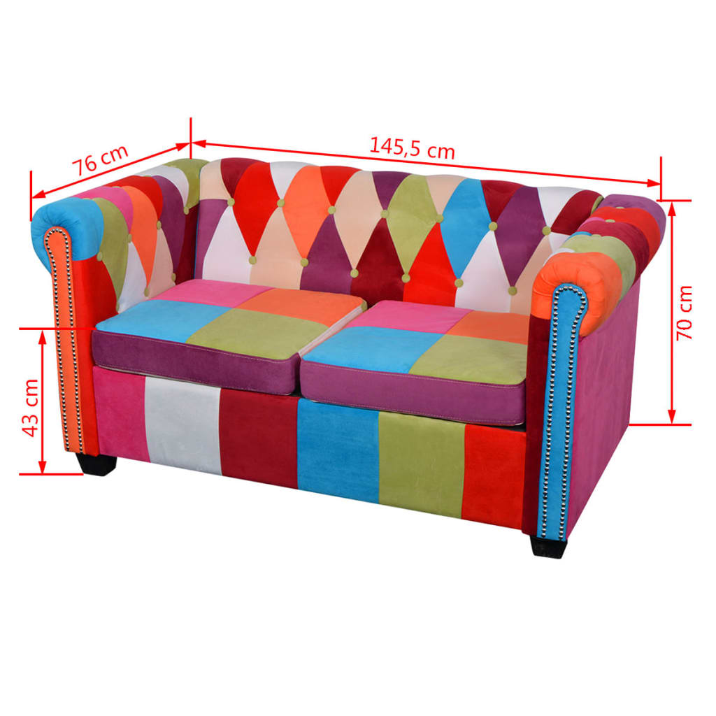 Canapé Chesterfield 2 places tissu - XIOS