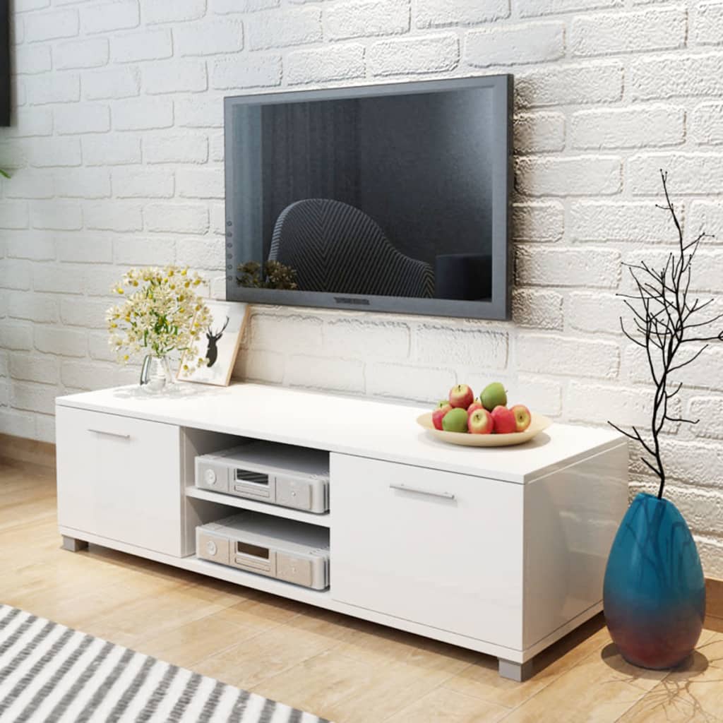 Meuble TV Blanc brillant 120x40,5x35 cm - XIOS
