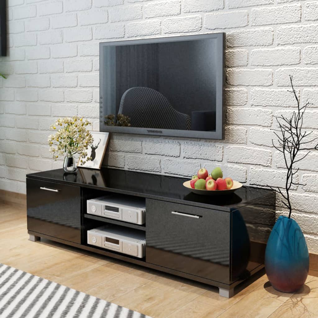 Meuble TV Noir brillant 120x40,5x35 cm - XIOS