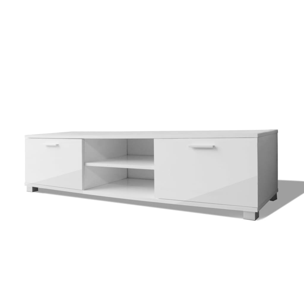 Meuble TV Blanc brillant 140x40,5x35 cm - XIOS