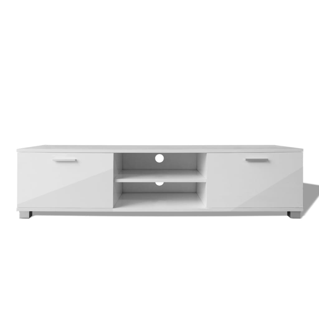 Meuble TV Blanc brillant 140x40,5x35 cm - XIOS