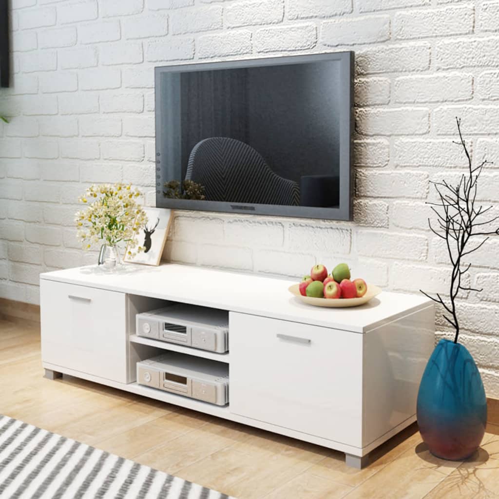 Meuble TV Blanc brillant 140x40,5x35 cm - XIOS
