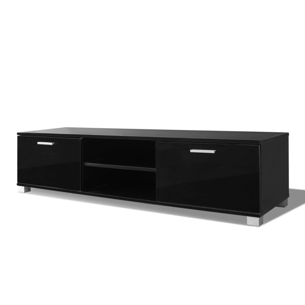 Meuble TV Noir brillant 140x40,5x35 cm - XIOS