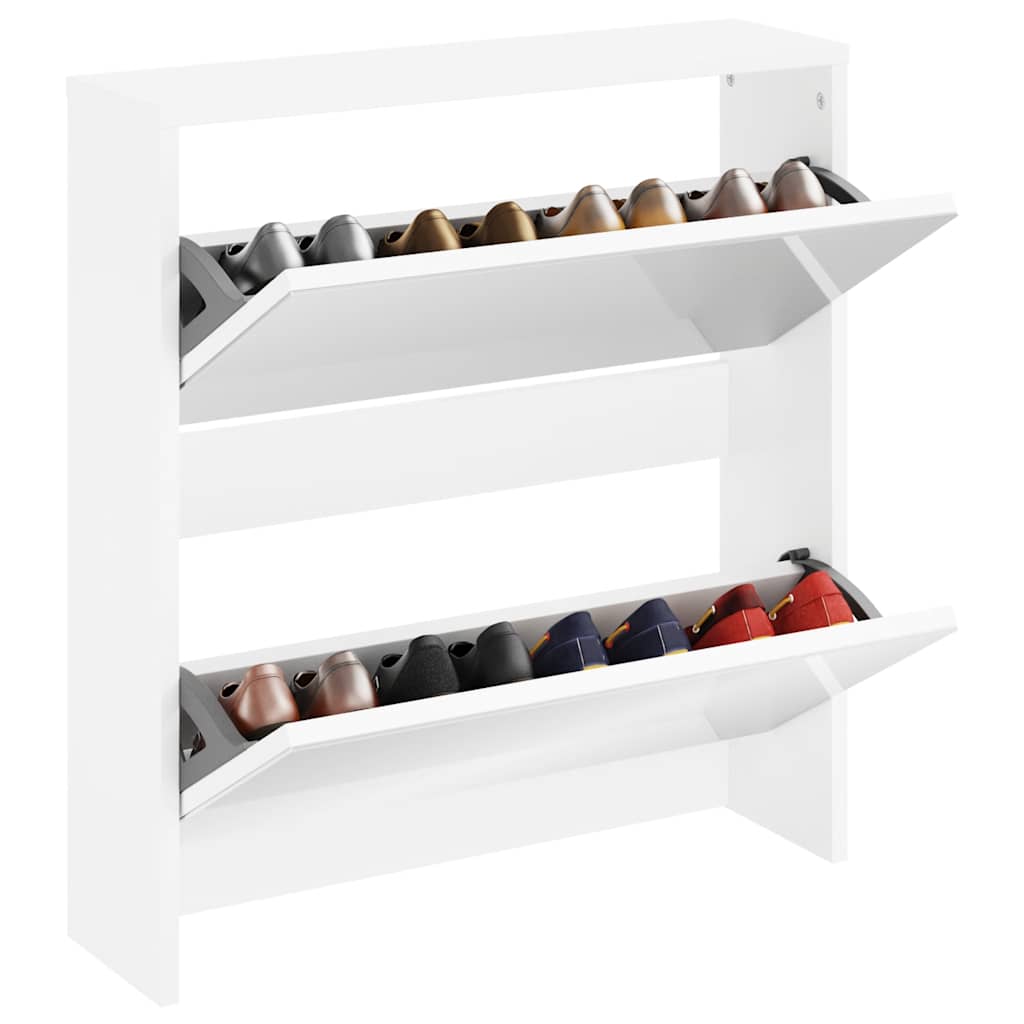 Meuble à chaussures 2 étages avec miroir 63x17x67 cm Blanc - XIOS