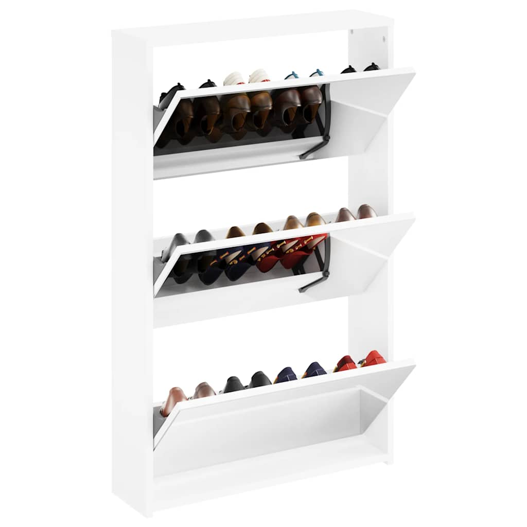 Meuble à chaussures 3 étagères 63x17x102,5 cm Miroir Blanc - XIOS