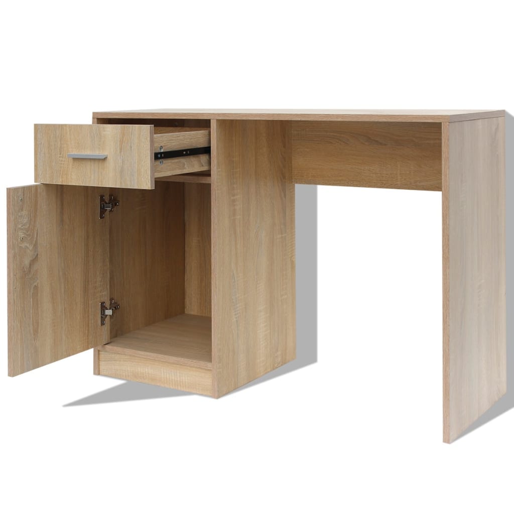 Bureau avec tiroir et placard Chêne 100x40x73 cm