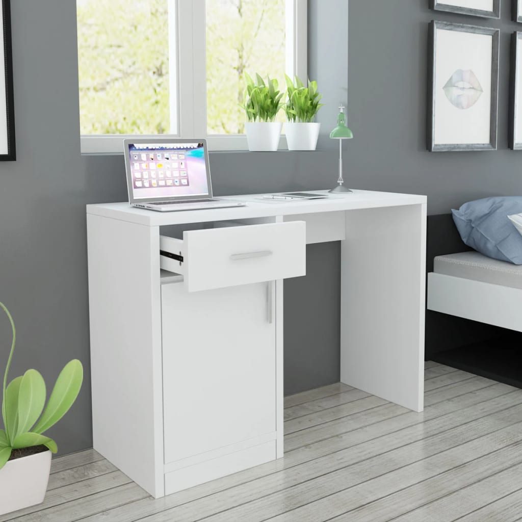 Bureau avec tiroir et placard 100x40x73 cm Blanc - XIOS