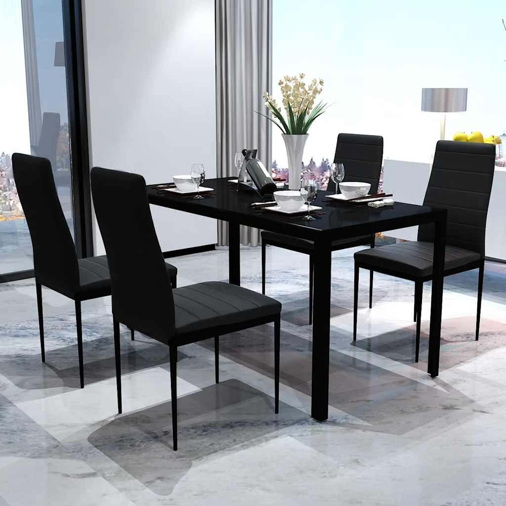 Ensemble de table pour salle à manger cinq pièces noir - XIOS